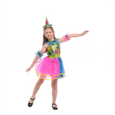 Rainbow Polka Dot Clown Costume Dress - Image 3