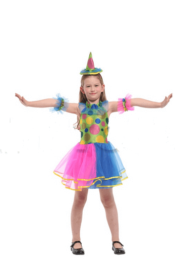 Rainbow Polka Dot Clown Costume Dress - Image 2