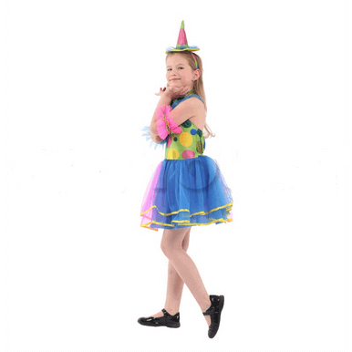 Rainbow Polka Dot Clown Costume Dress - Image 4