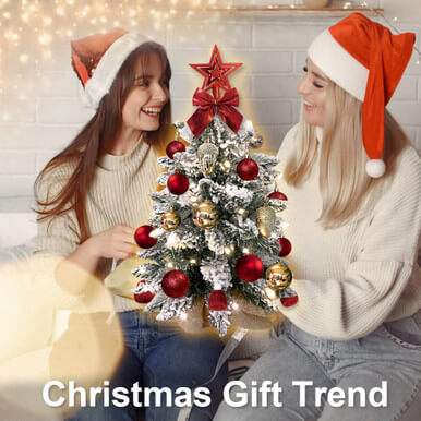 Red 2ft Mini Christmas Tree With Light Artificial Small Tabletop Christmas Decor - Image 3