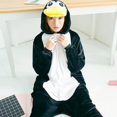 Cartoon one-piece pajamas penguin animal winter flannel cute costume