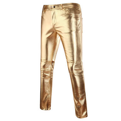 Bronzing Performance Costume Casual Pants Men's Leather - Image 2