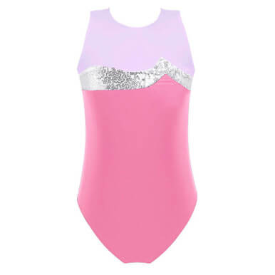 Kids Girls Sleeveless Shiny Sequins Leotard For Gymnastics Ballet Dance - Image 3