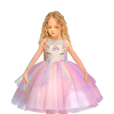 Girls Unicorn Gown Pageant Princess Party Dress - Pink - Image 2