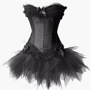 White Burlesque Lace Up Corset Bustier TUTU Skirt Lolita FANCY - Image 3