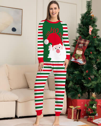 Family Christmas Pajamas Matching Sets Red Stripe Xmas Holiday Sleepwear - Image 2