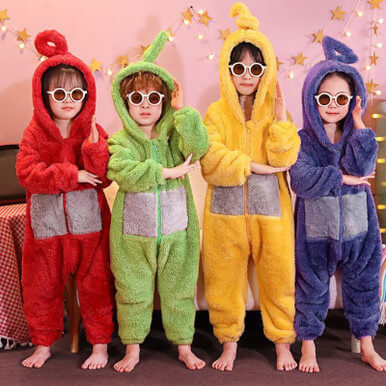 Coral Fleece Boys And Girls Anti-kick Thickened Home Pajamas - Image 5
