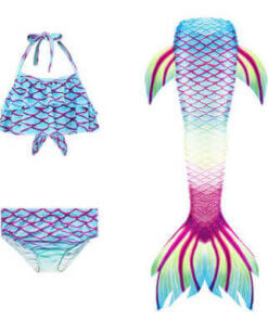 Sky Blue Fantasy Mermaid Tail for Swimming Girls Swimsuit